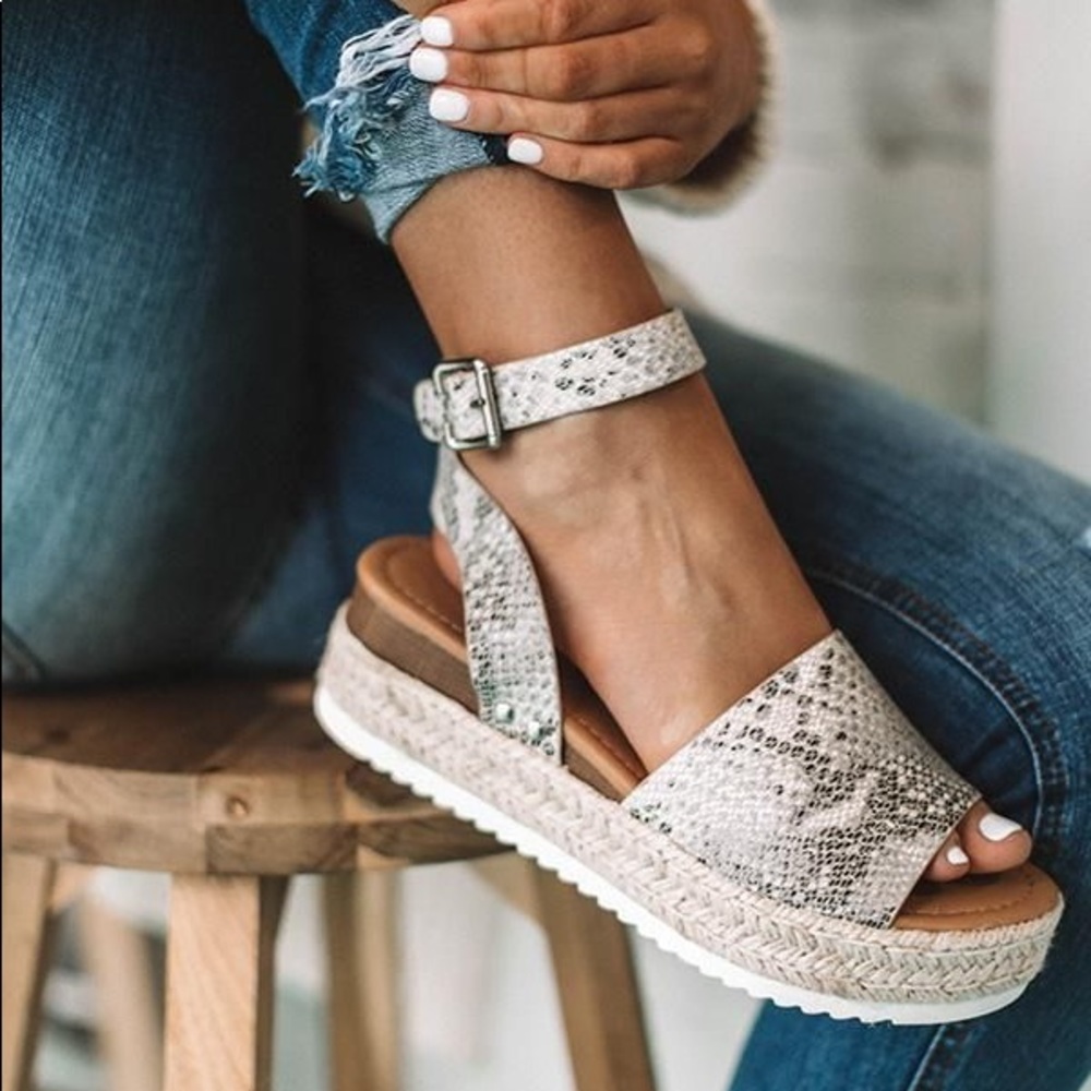 Soda Snake Print Espadrilles Platform